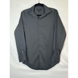 Alfani Men's Slim Fit Dark Gray Button Down Dress Shirt Size S Cotton Blend